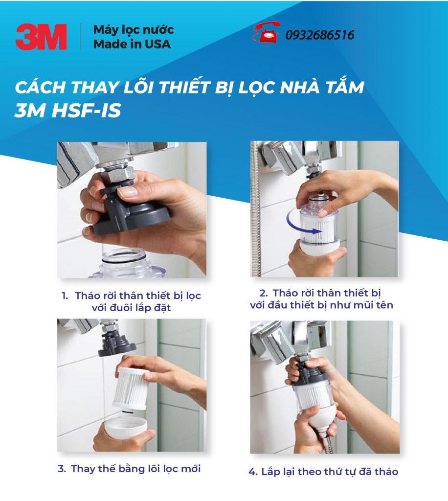 thay thế bộ lọc nhà tắm 3M HSF-IS