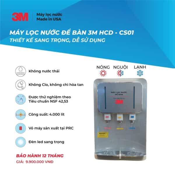 máy lọc nước nóng lạnh để bàn 3M HCD-CS01