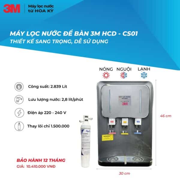 Máy lọc nước nóng lạnh để bàn 3M HCD-CS01